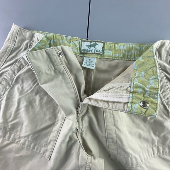 Horny Toad khaki embroidered surf print peddle pushers, 6 - Picture 5 of 15